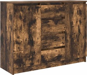 vidaXL füstölt tölgy szerelt fa tálalószekrény fiókos 100,5x35x76 cm