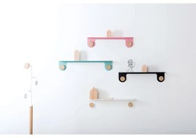 Hook rózsaszín acél fali polc tölgyfa dekorral és 2 kampóval, hosszúság 50 cm - Gazzda