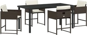 vidaXL Kert étkező szett 5 pcs Barna polirattan
