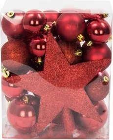 Törhetetlen Karácsonyfadísz Szett Csillaggal És Jégcsappal 32 Db-os Piros