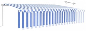 kék és fehér kihúzható LED-es napellenző redőnnyel 6 x 3 m