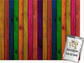 Fotótapéta Flizelina Deszkaszerkezet Színes Fa Panelek 350x250 ragasztó