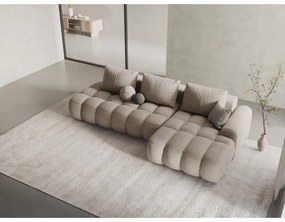 Világosbarna kinyitható-tárolóhelyes sarokkanapé (jobb oldali-heverő résszel) Linz – Cosmopolitan Design