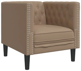 kávészínű műbőr Chesterfield kanapéfotel