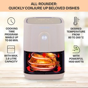 Klarstein Crisp-Pro, forrólevegős fritőz, 1400 W, 2,8 l, 8 program, időzítő, rozsdamentes acél