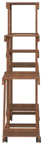 tömör fenyőfa virágtartó állvány kerekekkel 110 x 25 x 101 cm