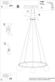 Sollux SL.1214 - Csillár zsinóron YOLI 5xG9/8W/230V fekete