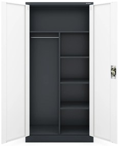 Zárható takarítószekrény DAWID 900 x 1850 x 450 mm, antracit-fehér