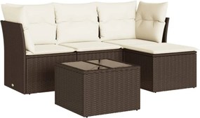 vidaXL 5 részes barna polyrattan kerti ülőgarnitúra párnával