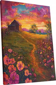 Vászonkép Naplemente virágok táj otthon nappali szoba 45x60