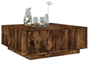Tölgy színű végtelen hatású LED-es dohányzóasztal 100x100x40 cm