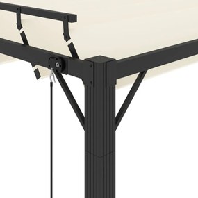 krémszínű szövet és alumínium pavilon lamellás tetővel 3 x 3 m