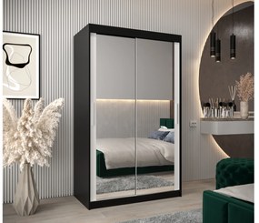 Ruhásszekrény 120 cm Toki 3 (matt fekete + matt fehér). 1065059