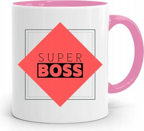 Rózsaszín Bögre Ajándék Főnöknek Boss nyomott mintával