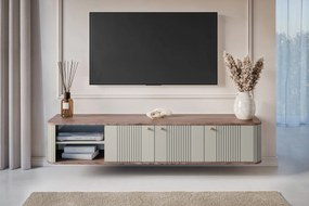 Vesper fali TV szekrény 187 cm háromajtós - kasmír / dió / arany fogantyú