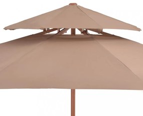 tópszínű kétszintes napernyő fa rúddal 270 cm