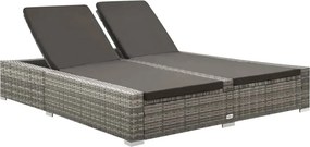 vidaXL kétszemélyes szürke polyrattan napozóágy