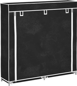 vidaXL Fekete szövet cipőszekrény borítóval 115 x 28 x 110 cm