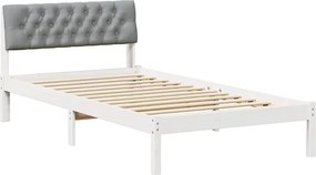 vidaXL Ágykeret Fehér és világosszürke 100 x 200 cm Tömör fenyőfa