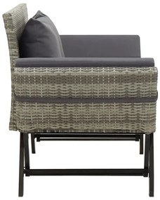 szürke polyrattan kerti pad párnával 176 cm