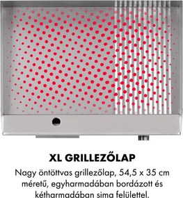 Klarstein Grillmeile 3000GR, elektromos grill, 3000 W, grill lap, 54,5 x 35 cm, sima/bordás