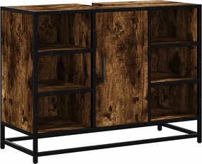 vidaXL füstös tölgy szerelt fa fürdőszobai mosdószekrény 80x33x60 cm
