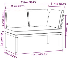 fekete alumínium kerti pad párnákkal