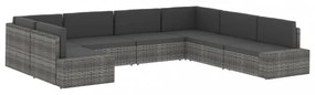 szürke polyrattan középső kanapéelem