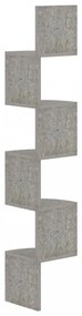 betonszürke szerelt fa fali sarokpolc 19 x 19 x 123 cm