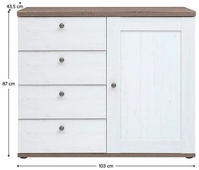 TEINA 4S1D komód, canyon fenyő