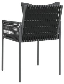 4 db fekete polyrattan kerti szék párnával 54x61x83 cm