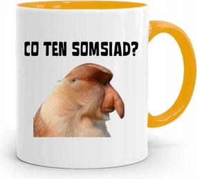 Sárga Hordozós Bögre Janusz MI Ez A Somsiad?! Ajándék fényképes nyomattal