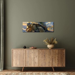 Kép - Teknős és hegyvidéki táj (órával) (90x30 cm)