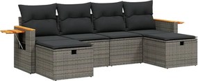 vidaXL 6 részes szürke polyrattan kerti ülőgarnitúra párnákkal