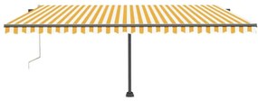 sárga-fehér szélérzékelős és LED-es napellenző 500x300 cm