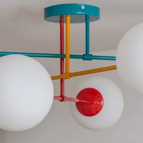 Felületre szerelt MOON csillár 6xE27/15W/230V türkiz/sárga/piros