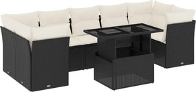 vidaXL 8 részes fekete polyrattan kerti ülőgarnitúra párnákkal
