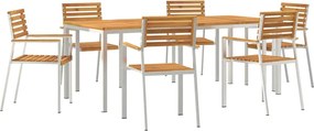 vidaXL Kert étkező szett 7 pcs Barna Tömör Akácfa