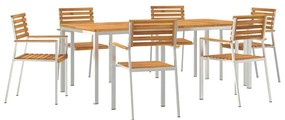 vidaXL Kert étkező szett 7 pcs Barna Tömör Akácfa