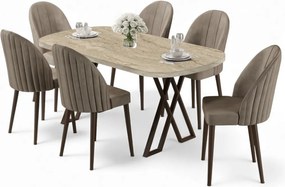 Kaye étkezőgarnitúra, travertin-cappuccino, 168 cm – TR240CHR2845