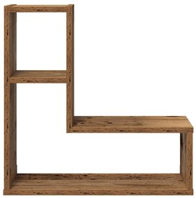 2 db antik fa színű szerelt fa fali kockapolc 50x15x50 cm