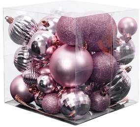 Tutumi, függő karácsonyfa díszek 36 db 311433, rózsaszín CHR-02000