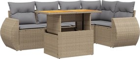 vidaXL 6 részes bézs polyrattan kerti ülőgarnitúra párnával