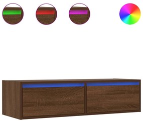 TV szekrény LED világítással barna tölgy 100X35,5x25 cm