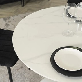Fehér Márványhatású Kerek Étkezőasztal. SANDER 90 cm