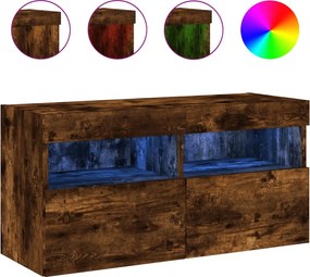vidaXL füstös tölgy színű fali TV-szekrény LED-ekkel 80x30x40 cm