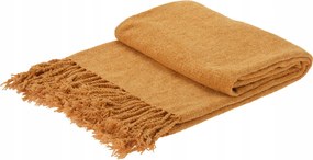 Ágytakaró Sárga Rojtokkal Téglalap Alakú Puha Takaró 130 x 160 cm