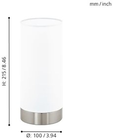 Eglo 95775 - Asztali lámpa DAMASCO 1 1xE27/60W/230V