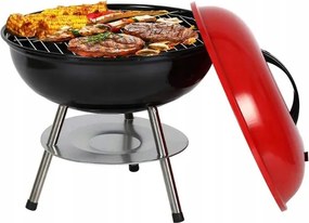 Szén Grill Brikett Kerti Fa Kerek Fedéllel Hordozható 36CM