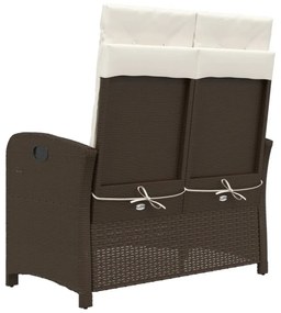 barna polyrattan dönthető kerti pad párnával